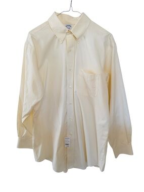 Brooks Brothers Mens Sz 16 Regent Butter Yellow Button-Down Dress Shirt Non Iron